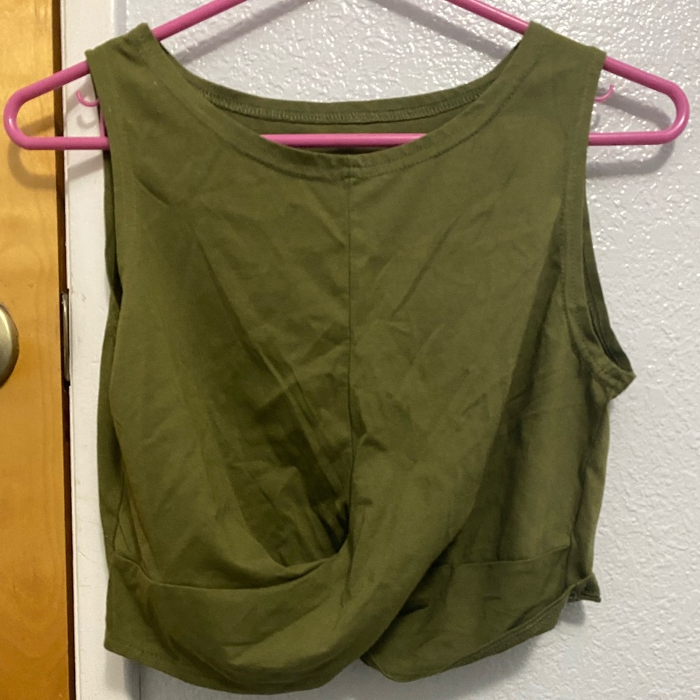 Green twist crop top